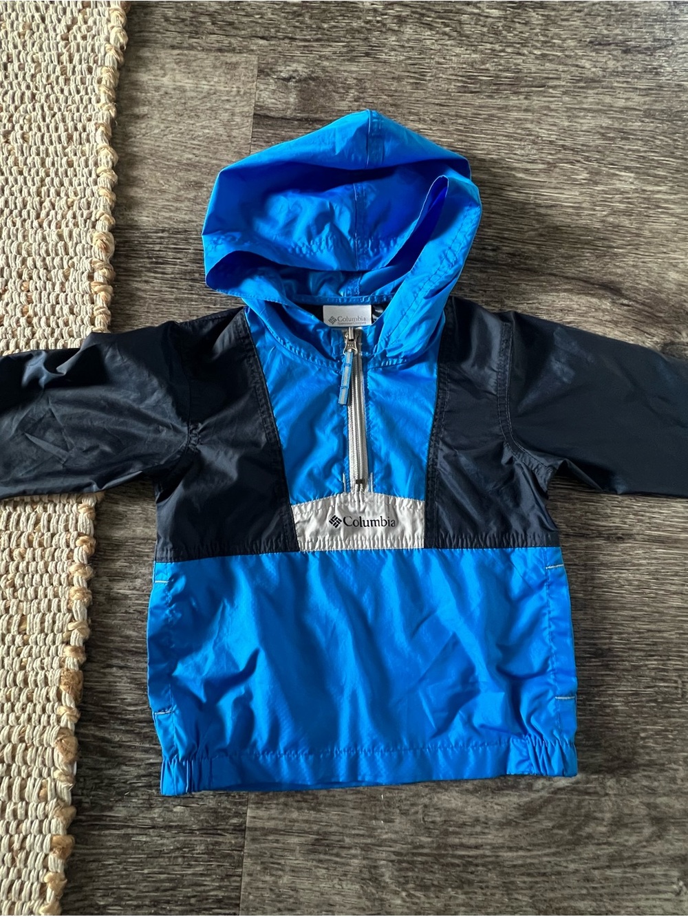 Columbia Kids Blue & Black Hooded Rain Pullover